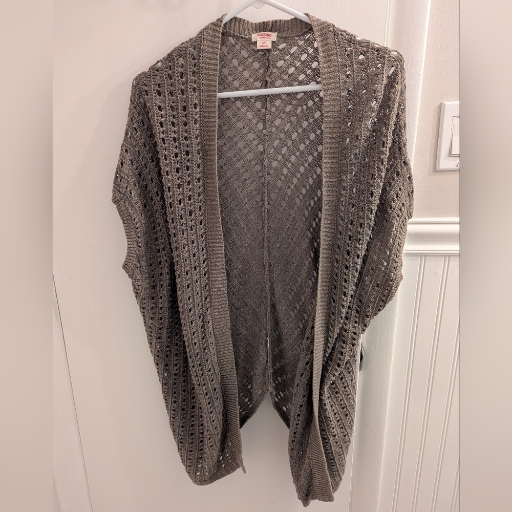 Elegant Women's Open-Knit Sweater in Taupe